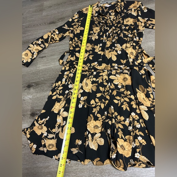 Nanette Lepore Crepe Chiffon Dress Belted Button Front LongSleeve Floral Size 14 - Picture 10 of 11